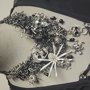 Betsy johnson skull and spider necklace